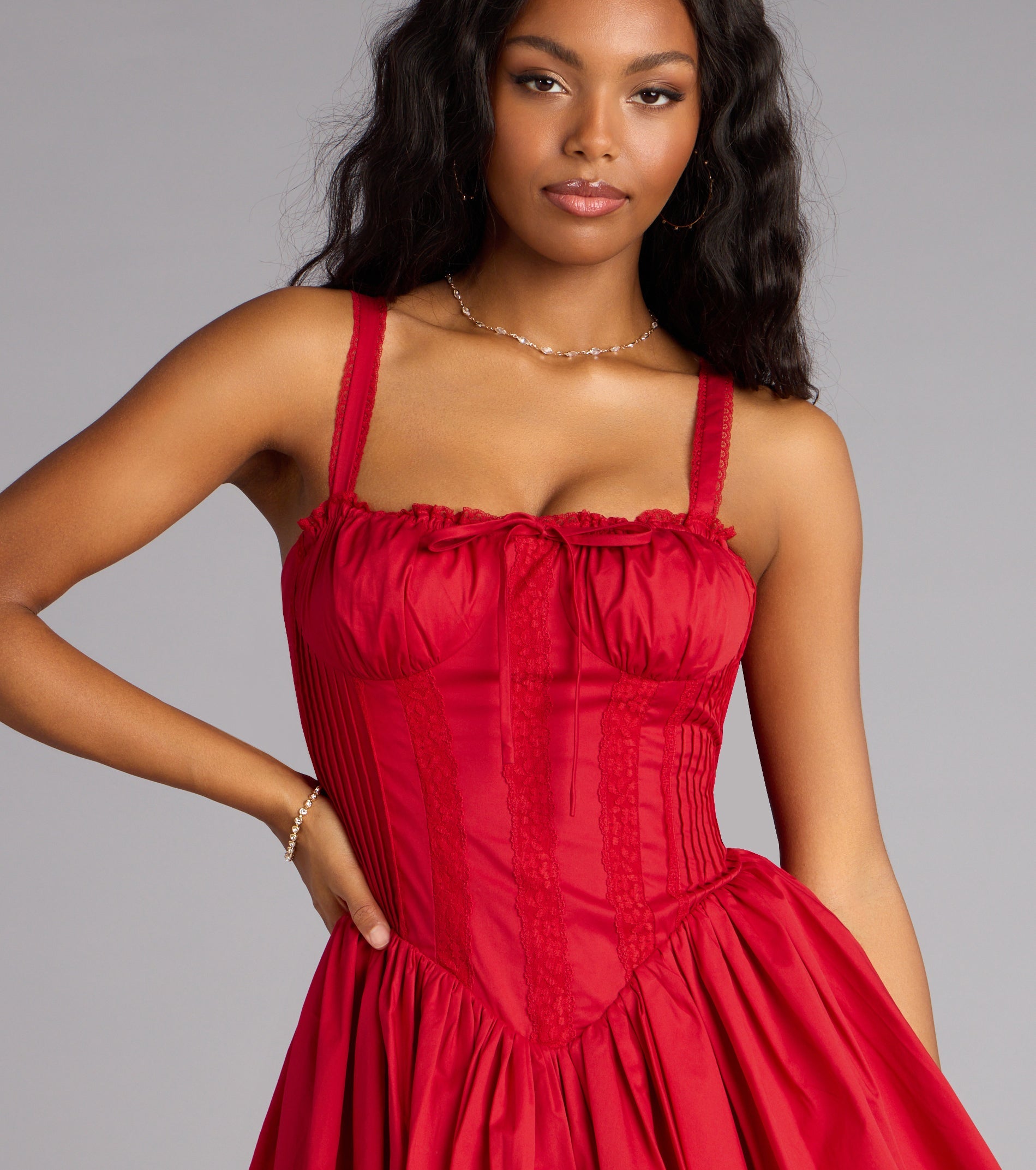 Bella Honey Lace-Up Corset  Dress